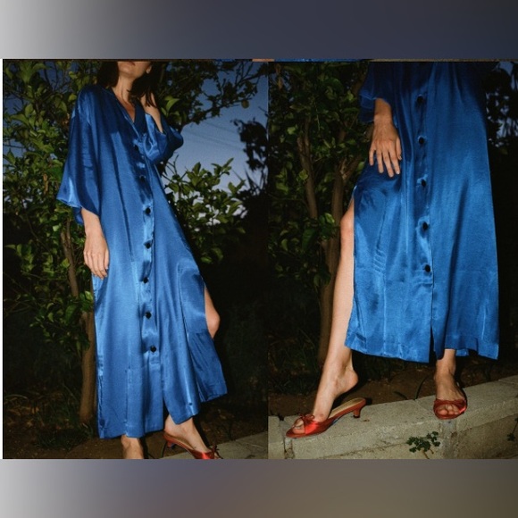 Mara Hoffman Saga Shirt Dress In Cobalt Blue Small - Picture 5 of 13